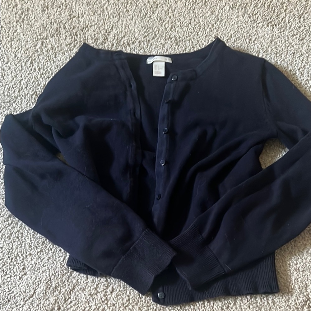 H&M Blue Button Down Shirt Crop Style